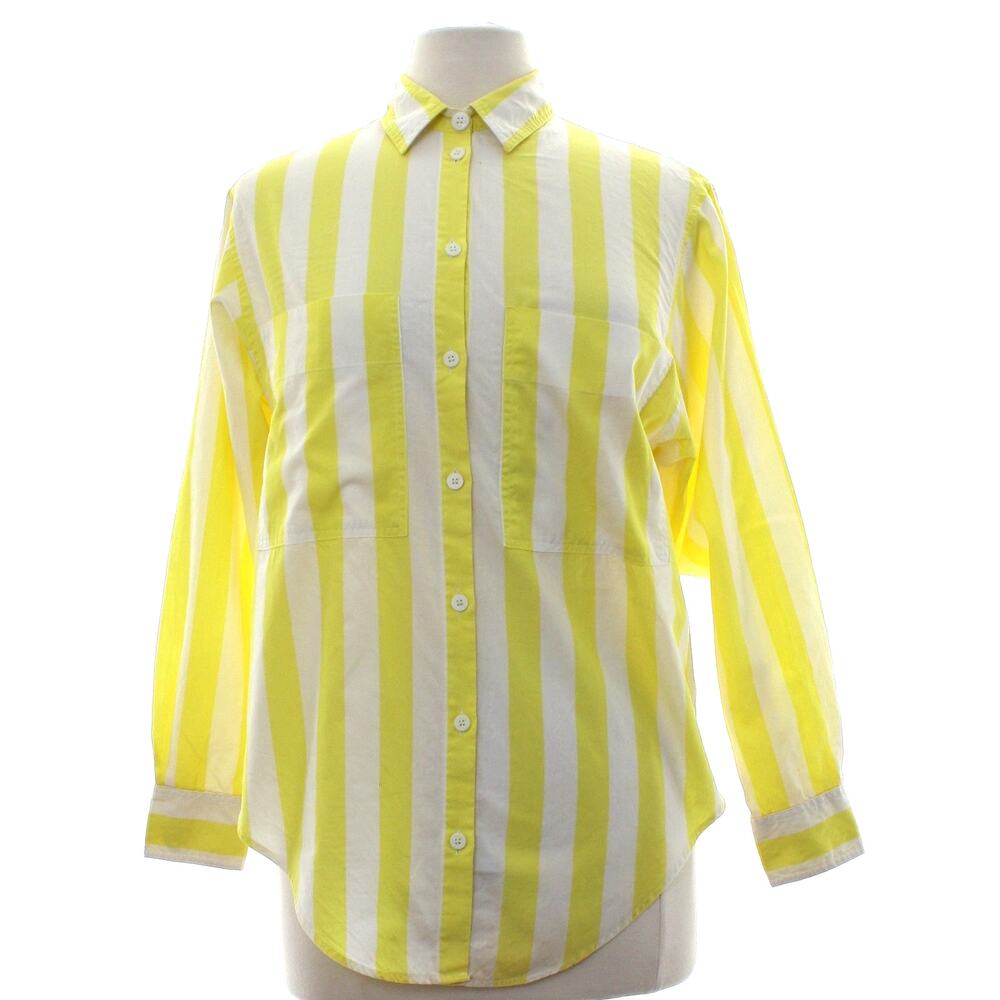 Vintage 80s John Henry Yellow White Stripe Button Front Shirt Women's Small